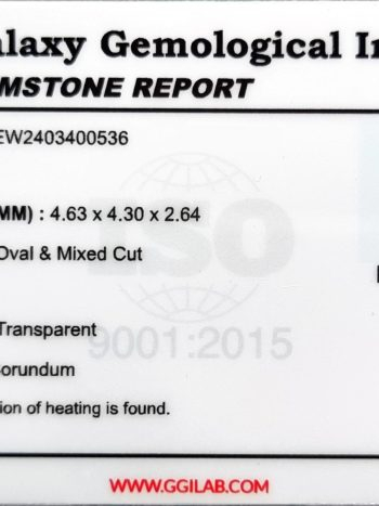 Exquisite Natural Pink Sapphire Gemstone - 0.44 ct - Oval Cut - Certified by Galaxy Gemological Institute